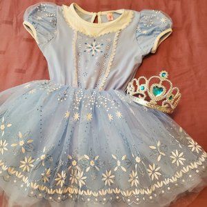Girls Custome Ballerina Dress Blue with Crown Size 140cm/fits 6/7 SimTree